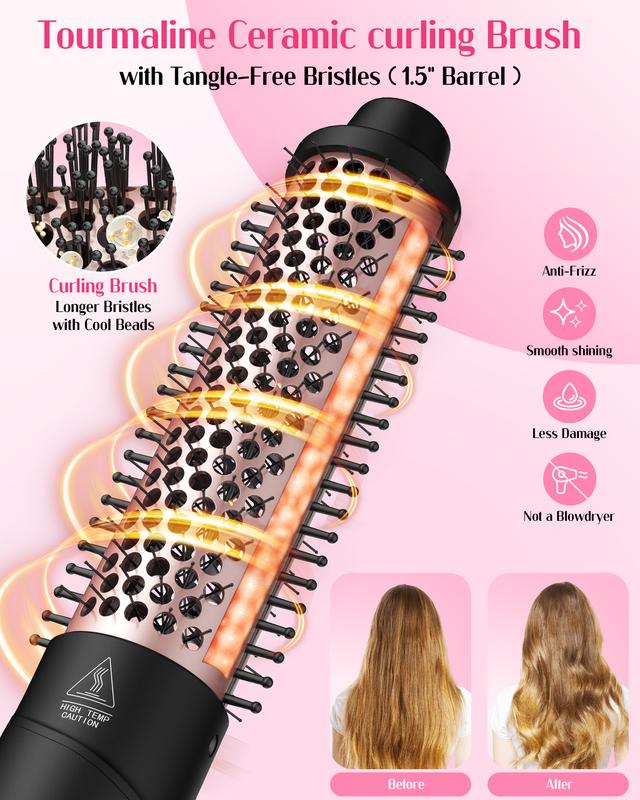 ANIEKIN 5-in-1 Curling Iron Set: Includes a Curling Brush and 4 Interchangeable Ceramic Wands (0.39”-1.25”), Instant Heat, Dual Voltage Hair Curler, Great Gift for Girls and Mother