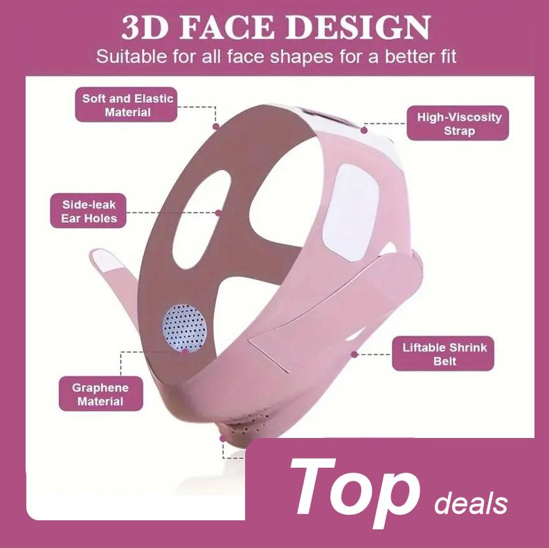 V Line Lifting Mask Face Strap Double Chin Reducer, Comfort Graphene Face Skincare Lifting Belt for Women and Men, Adjustable V Shaped Facial Exerciser, Beauty & Personal Care, Skincare Tools, Face Sculpting Tool, New Year Gift, Christmas Gift