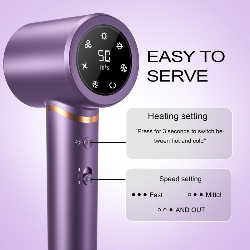 Portable Hair Dryer with Negative Ion Care, 1 Set Low Noise Hair Dryer with Magnetic Nozzle, Professional Hair Dryer for Home & Travel