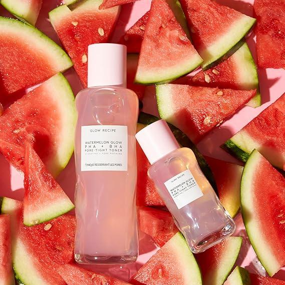 Glow Recipe PHA + BHA Face Toner - Pore Minimizer & Facial Exfoliator. Tightening & Hydrating Skincare with Hyaluronic Acid & Watermelon.