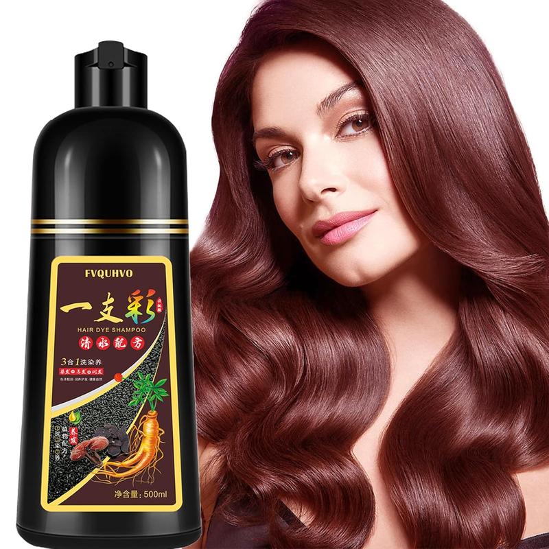 Natural Wine Red Herbal Hair Dye Shampoo, 3 in 1 Burgundy for Gray Hair, 16.9 Fl Oz (Men & Women)