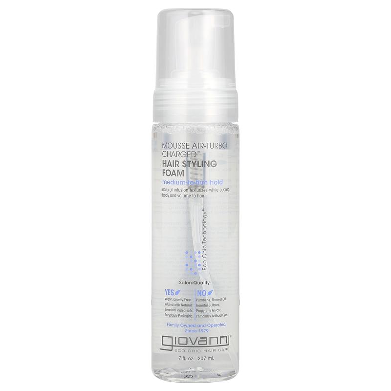 Giovanni Mousse Air-Turbo Charged™, Hair Styling Foam, Medium-To-Firm Hold, 7 fl oz (207 ml)