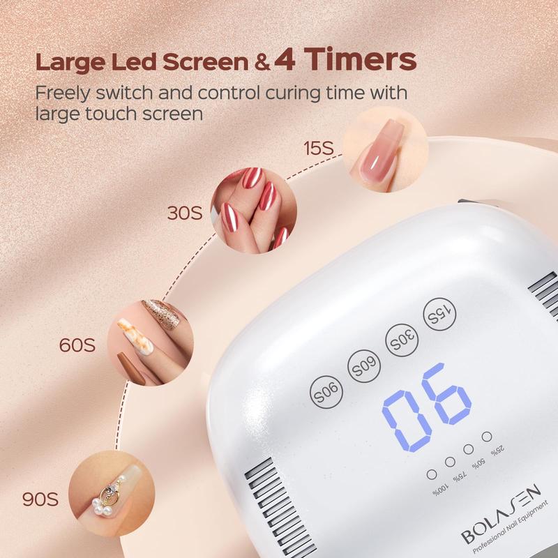 BOLASEN P30 54W Cordless Rechargeable UV Nail Lamp - 24 Pcs LED Beads 15600mAh Battery Gel Nail Art Removable