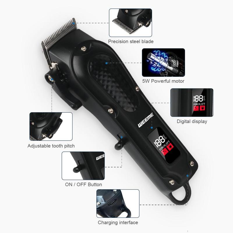 Professional Hair Clippers, 1 Set Hair Clipper with 8 Limit Combs, Hair Trimmer Kit, Men's Haircut Tools, Clippers for Men, Gifts for Boyfriend, Haircut Clippers Kits for Barbers