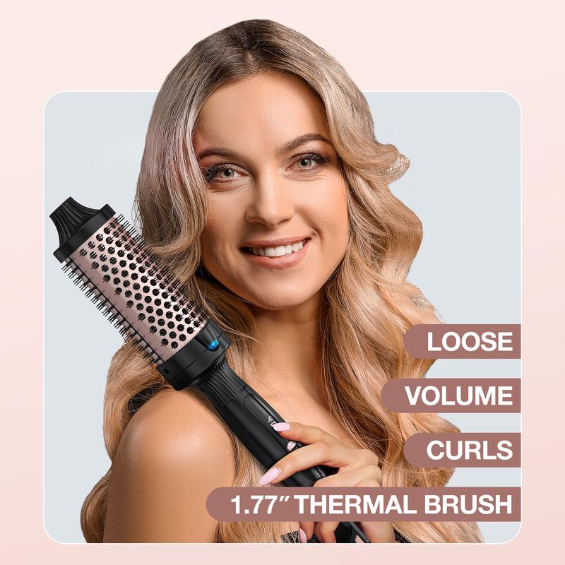 Terviiix Negative Ion Thermal Brush, Heated Round Brush with Adjustable Temperature,  Effortlessly Creates 90's Voluminous Style, Black Gold