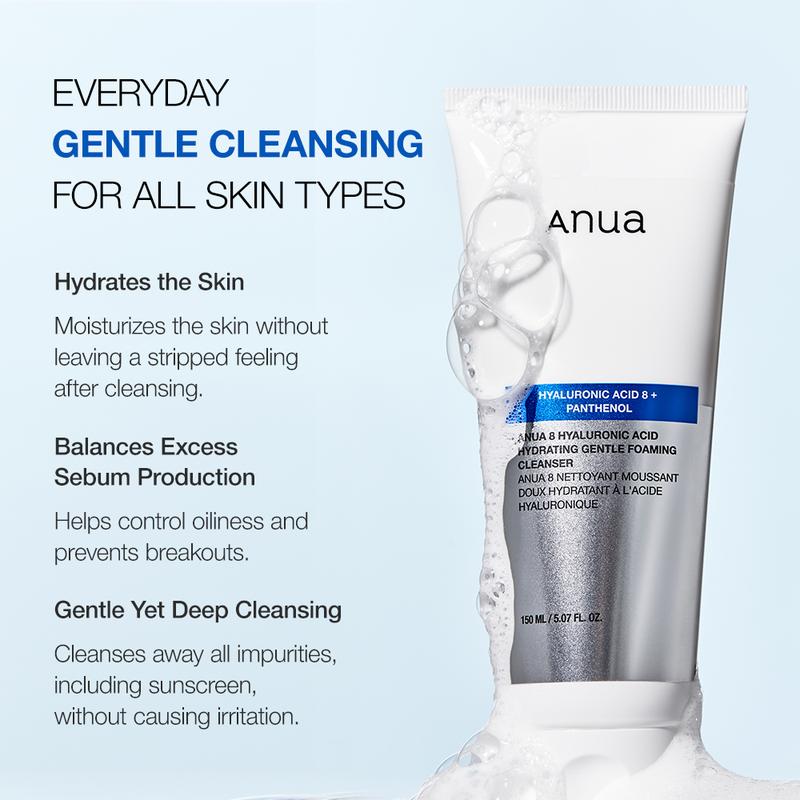 [Anua Official Shop] Hydrating Gentle Foaming Cleanser, Korean Face Wash for Dry Skin, Daily Facial Cleanser, Korean Skincare (150ml 5.07fl oz.)