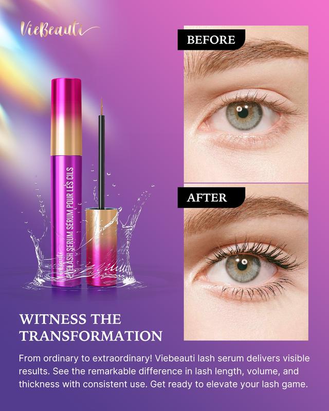 VieBeauti Premium Eyelash Serum (3ML) enhances lash length and fullness for a thicker look. Nourishing formula; packaging may vary