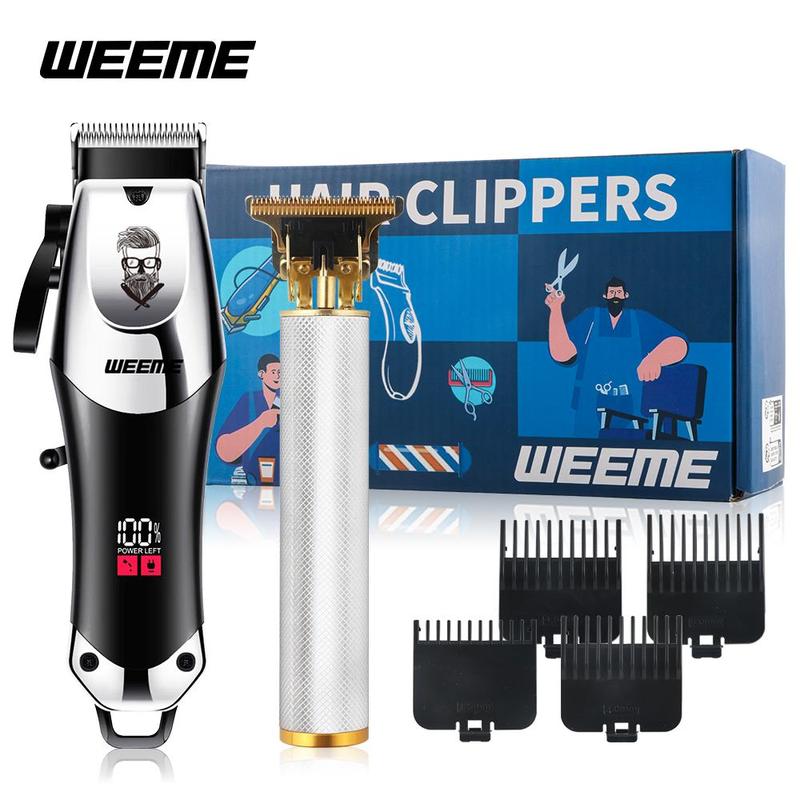 Professional Hair Clipper Set, 1 Set LCD Display USB Rechargeable Hair Trimmer & T-blade Trimmer & Accessories, Great Gifts for Men