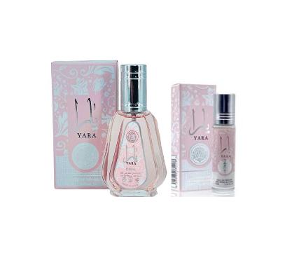 YARA PERFUME(50ml) & YARA ROLL ON OIL (women) by ARD AL ZAFAARAN 2 Piece Set (50 ml yara spray perfume + 10ml oil fragrance ) LIMITED EDITION Scented Scent