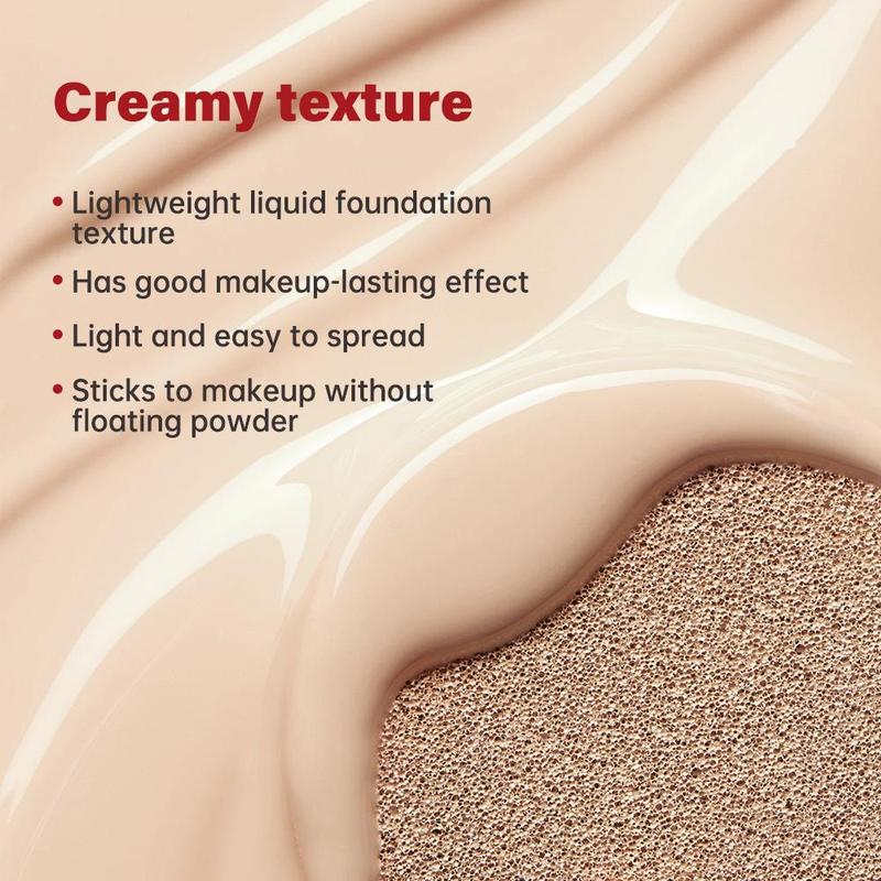 Long Lasting Air Cushion Foundation, Natural Lightweight Concealer Makeup Base, Moisturizing Foundation Full Coverage Flawless Makeup Cream for Women & Girls