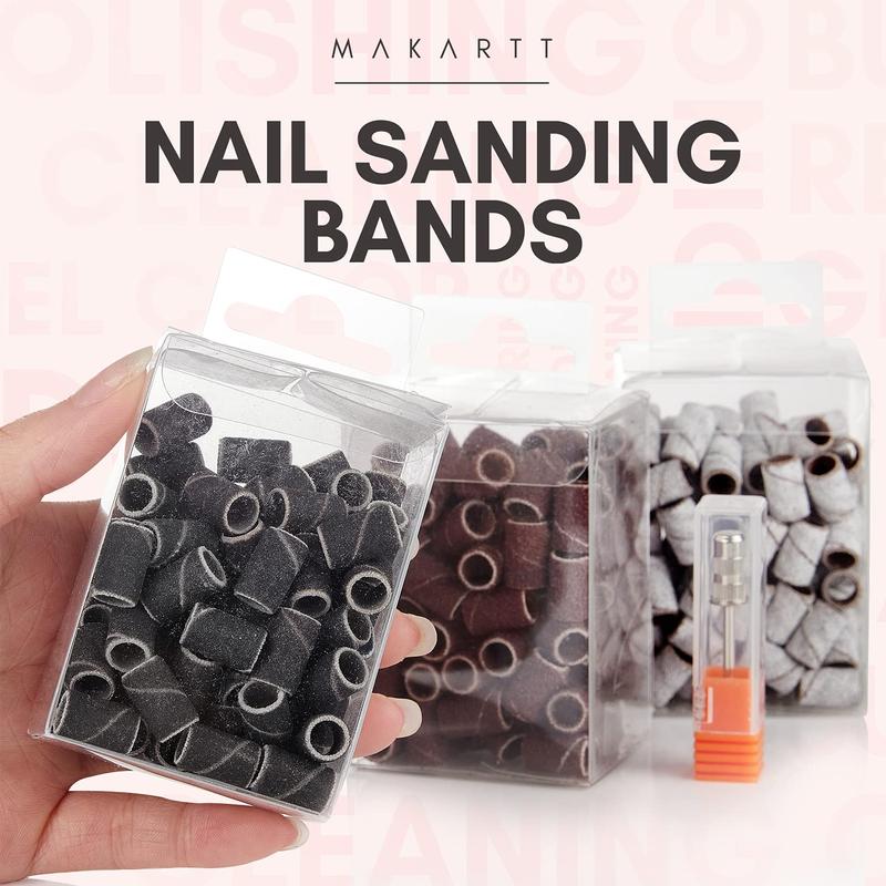 Makartt 300Pcs Sanding Bands Set: Includes #80, #150, #240 grits in Zebra brown Manicure Nail