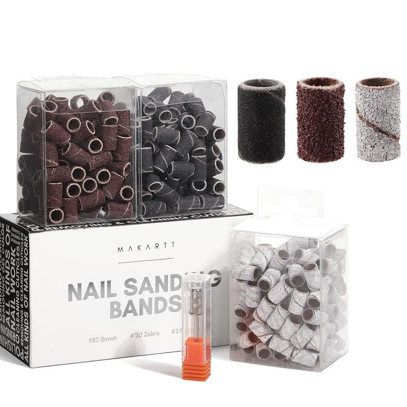 Makartt 300Pcs Sanding Bands Set: Includes #80, #150, #240 grits in Zebra brown Manicure Nail