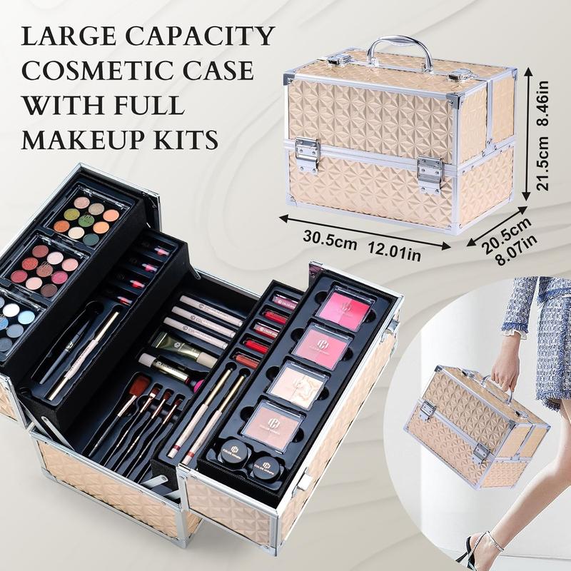 Professional Makeup Kits For Girls, Teenage Girls Makeup Kit with Storage Case Make Up Kit For Women Cosmetics Full Kit, Individual Packing Eyeshadow Blush Lipstick Mascara etc -Gold