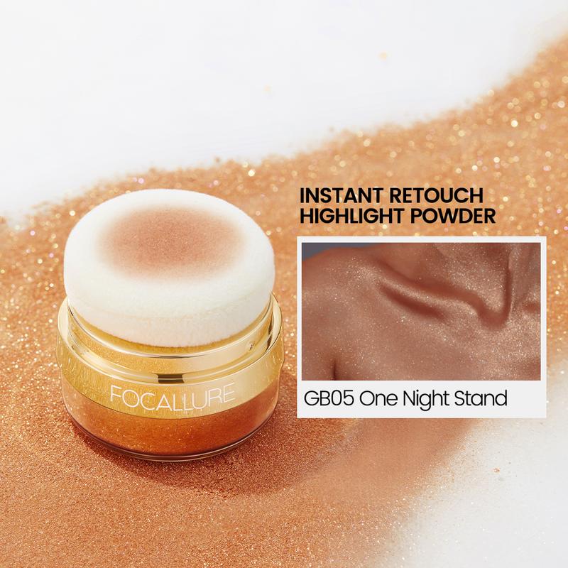 Instant Retouch Highlight Powder #SV01 One Feeling Shimmer Bronzer Makeup Cosmetic by FOCALLURE Glitter