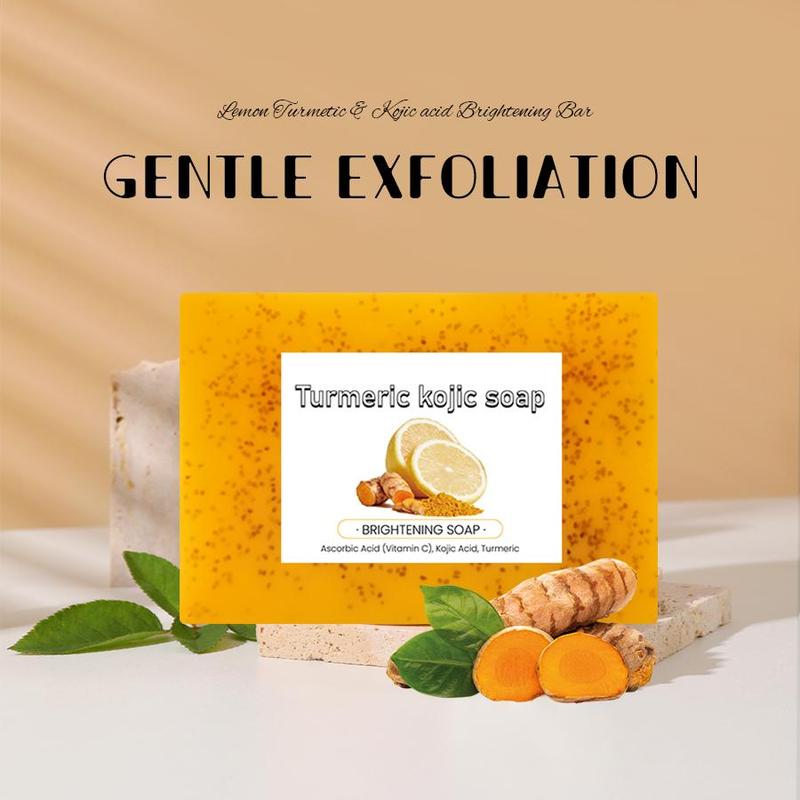 Turmeric Lemon Soap with Foam Net, 8 Counts set Deep Cleansing Facial Soap, Body Wash & Cleansers