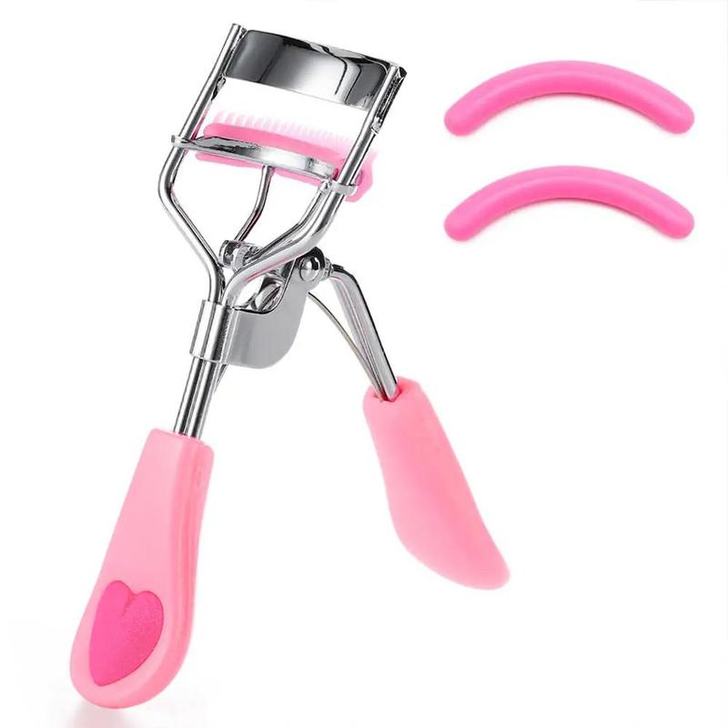 Reusable Eyelash Curler Set, 1 Count Eyelash Curler with 2 Counts Pad, Professional Eyelash Beauty Makeup Cosmetic Tools for Women