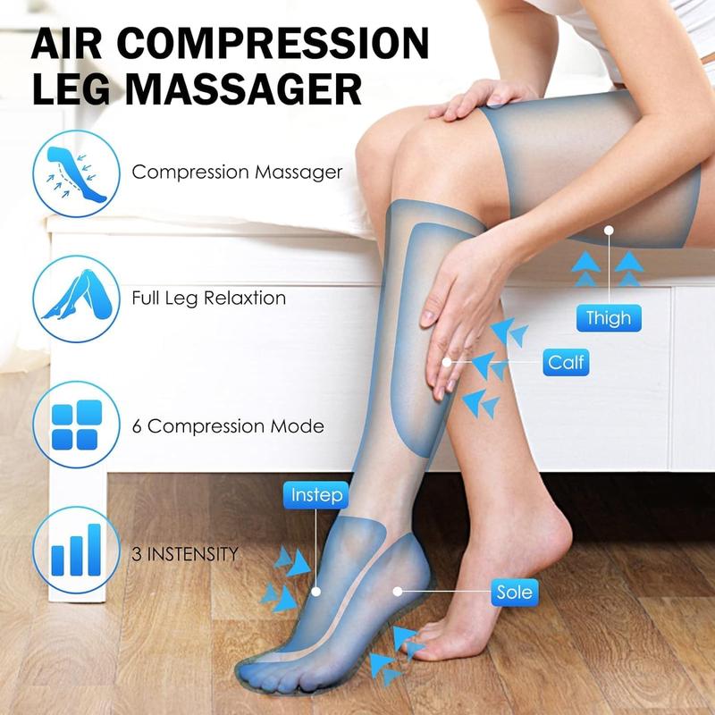 TOLOCO Leg Massager: 6 Modes & 3 Vibration Settings for Enhanced Circulation, Ultimate Comfort, and Relaxation