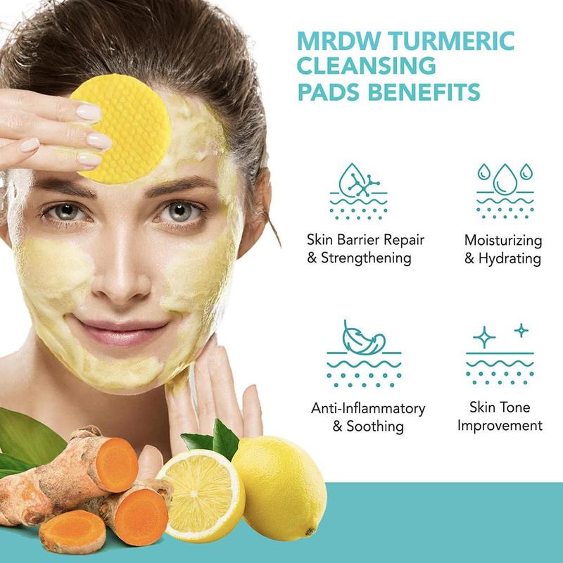 Turmeric Kojic Acid Cleansing Pad, 30pcs set Gentle Exfoliating Face Pads, Facial Skin Care Kit Suitable for Body Bathing, Face Cleaning Supplies