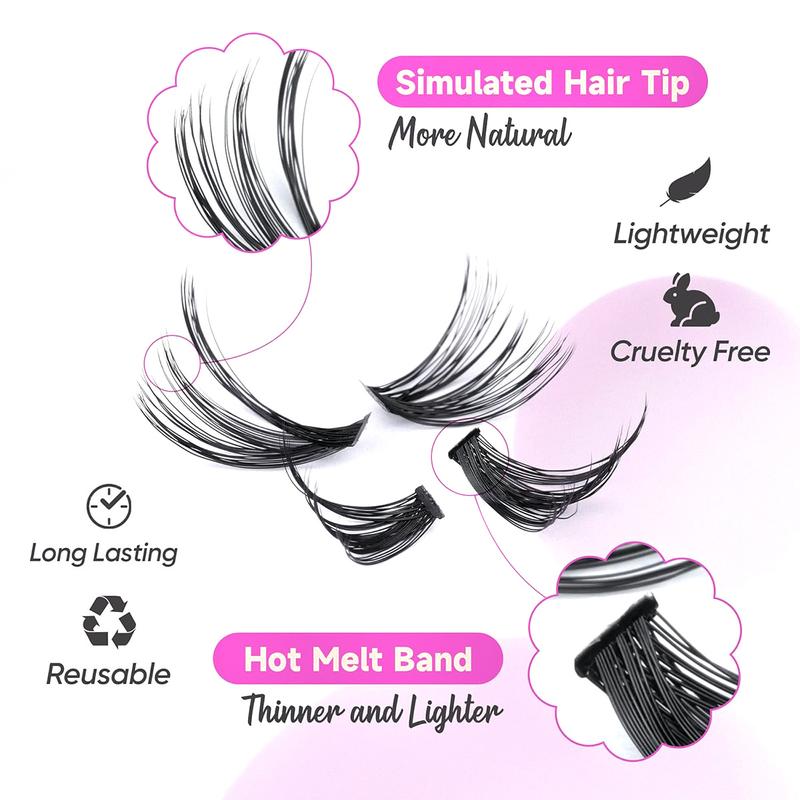 Lash Clusters Eyelash Extensions 280Pcs Individual Lashes 9-16mm Mix 30D 40D 50D Eyelash Clusters D Curl DIY Lash Extension And Eyelash Tool Kit For Eye Makeup Cosmetic Eyelashes Extensions