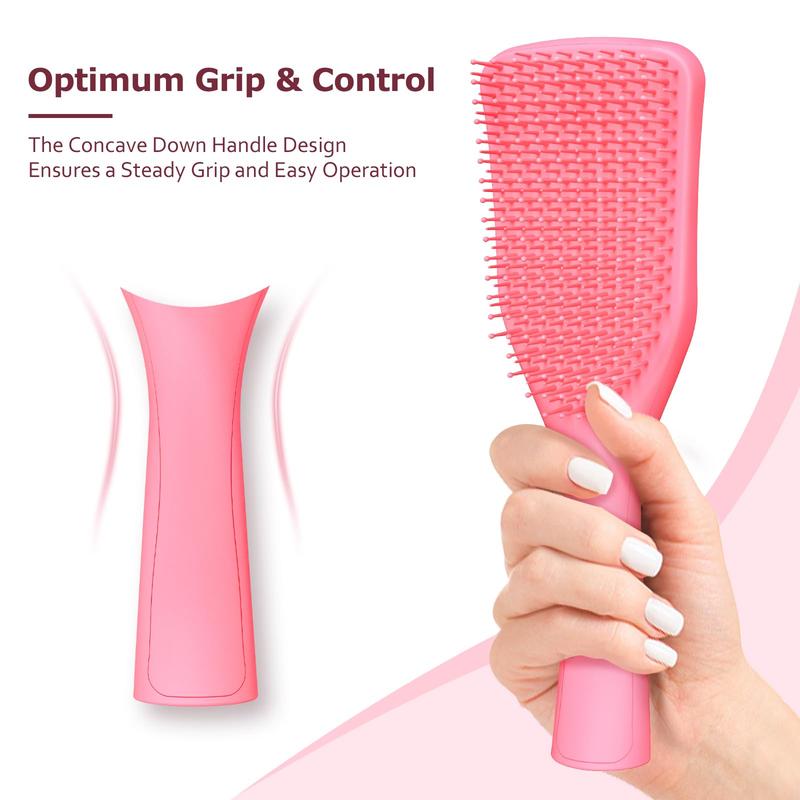 No Tangle Detangler Hair Brush for Wet & Dry Hair, Wave-shaped Soft Bristle Hairbrush for Reduces Breakage, Lightweight Travel Brush Detangling All Hair Types(Pink) Haircare Heatless curly  comb