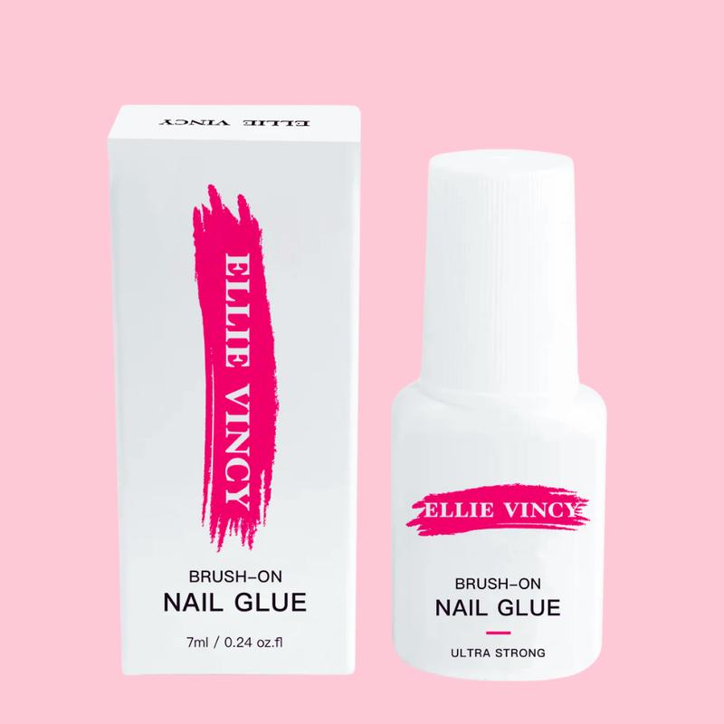 Ellie Vincy Brush-On Nail Glue | Long-Lasting, Mess-Free Brush Tip Applicator | Travel-Friendly, Vegan | 7g   0.24, Nail Art, Manicure, Cosmeti