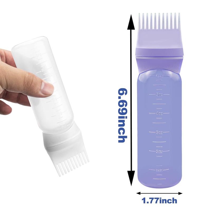 4 PCS Root Comb Applicator Bottle,Hair Oil Applicator,Oil Comb Applicator for Hair Dye Shampoos Hair Salons.6oz Durable Haircare dandruff comb