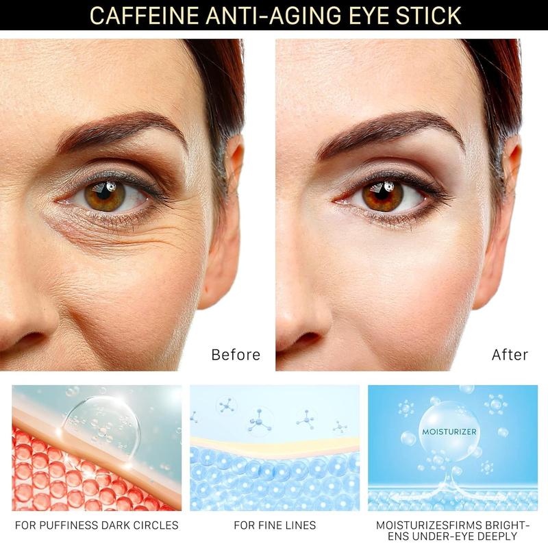 RONKIE Eye Cream for Dark Circles and Puffiness: Caffeine Eye Stick - Under Eye Cream for Wrinkles - Dark Circles Under Eye Treatment - Smooth Fine Lines and Hydrate Eye Area