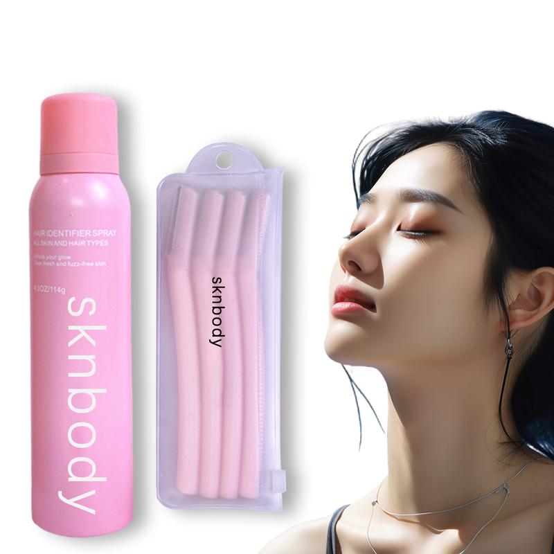 SKNBODY Hair ldentifier Spray and DermaplanerSet Body Care Flawless hair identifier spray watery Hair Removal Razor Wax Comfort Cosmetic shaving cream odor derma planing tool