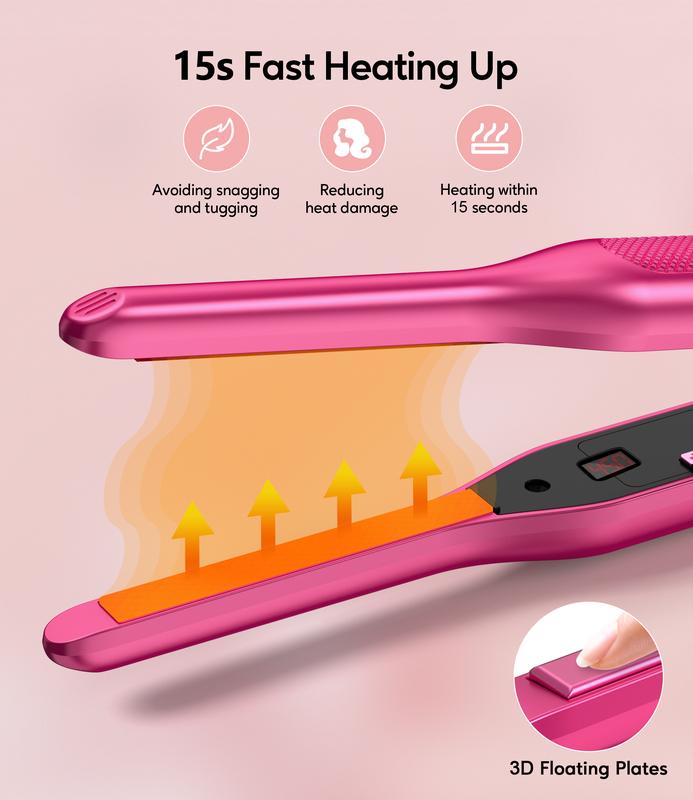 Terviiix Small Flat Iron for Short Hair, Pencil Flat Iron for Baby Hair, 3 10 Inch Skinny Hair Straightener for Pixie Cut, Dual Voltage