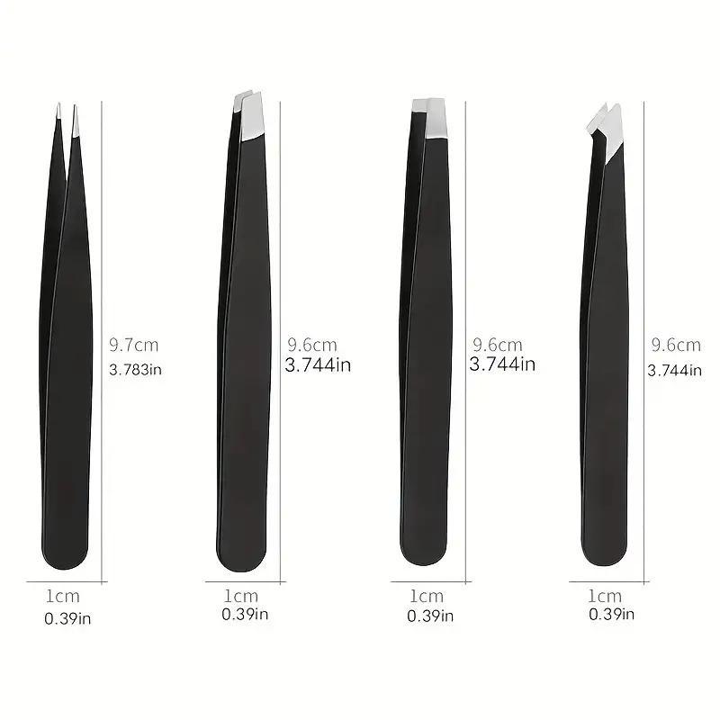 Stainless Steel Eyebrow Tweezer (4pcs set), Multi-purpose Eyebrow Trimming Shaping Tool, Eyebrow Clip Trimming Tool