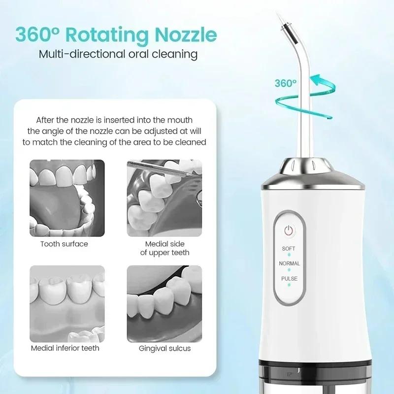 Compact & Portable Rechargeable Water Flosser - 3 Cleaning Modes & 4 Jet Tips, Ideal for Travel and Tonsil Stone Removal Rechargeable Portable