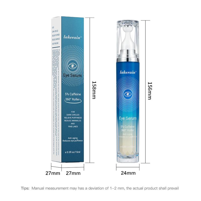 5% Caffeine Eye Serum with 360° Eye Massage Roller Eye Serum for Dark Circles & Relieve Puffiness, Reduce Wrinkles and Fine Lines, Eye Bags, Tighten Lifting Brightening Under Eye Cream-0.5 OZ