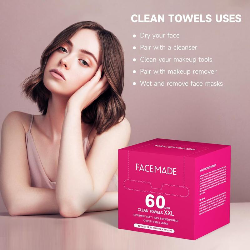 Rose-Packaged XXL 60-Count Disposable Makeup and Cleansing Towels