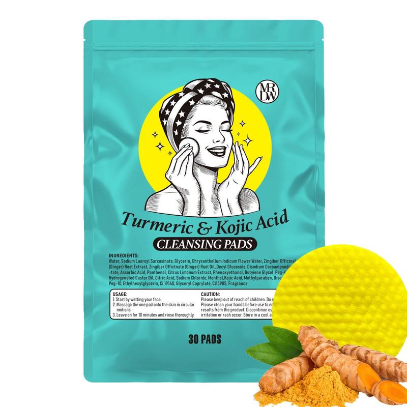 Turmeric Kojic Acid Cleansing Pad, 30pcs set Gentle Exfoliating Face Pads, Facial Skin Care Kit Suitable for Body Bathing, Face Cleaning Supplies