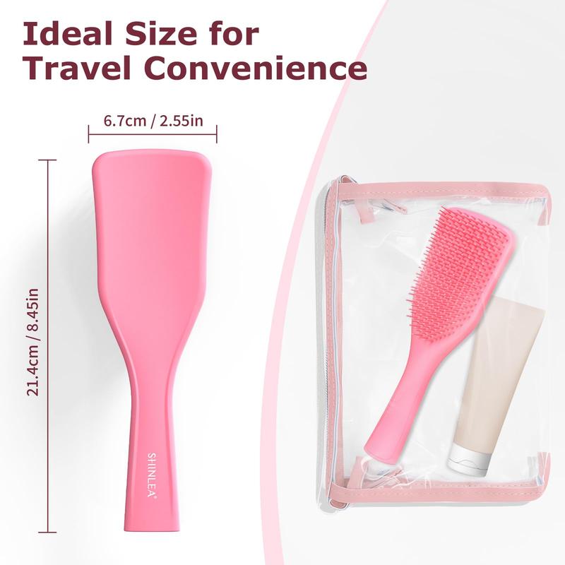 No Tangle Detangler Hair Brush for Wet & Dry Hair, Wave-shaped Soft Bristle Hairbrush for Reduces Breakage, Lightweight Travel Brush Detangling All Hair Types(Pink) Haircare Heatless curly  comb