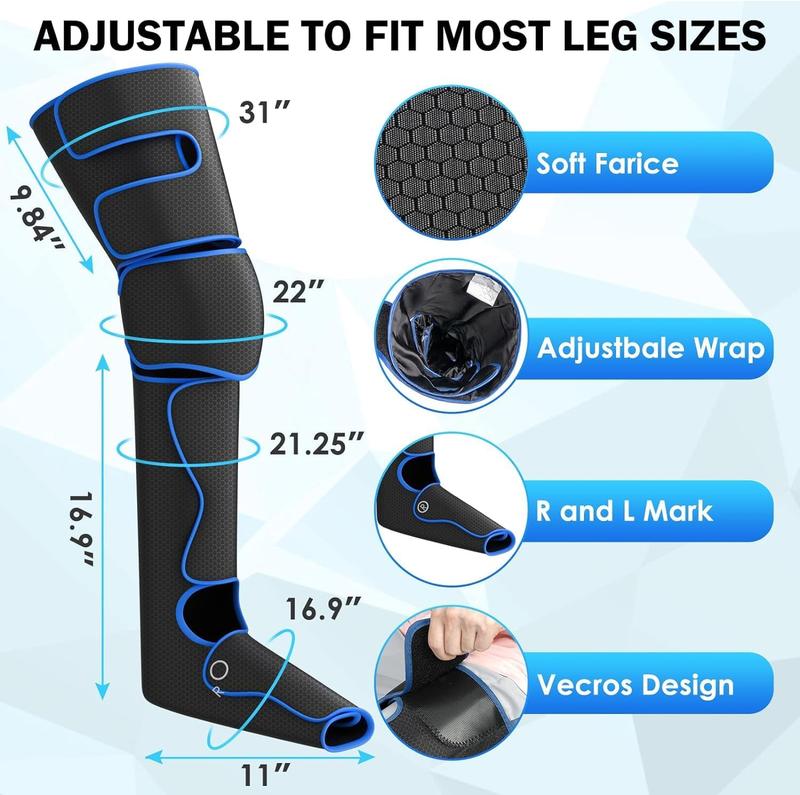 TOLOCO Leg Massager: 6 Modes & 3 Vibration Settings for Enhanced Circulation, Ultimate Comfort, and Relaxation