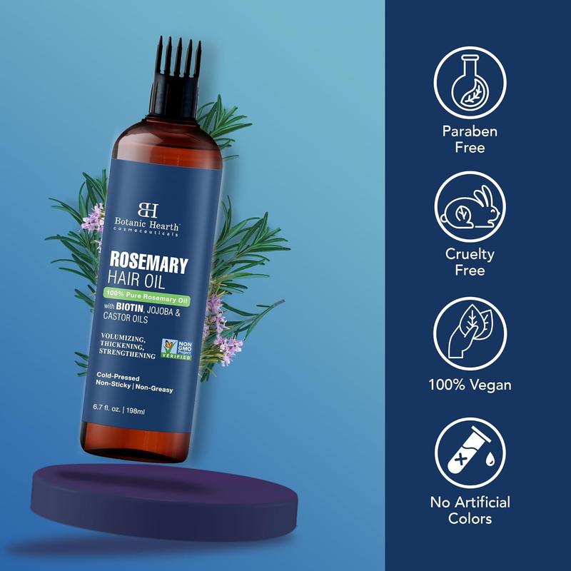 Botanic Hearth Pure Rosemary Oil For Hair Growth Infused With Biotin | Hair strengthening Treatment | Nourishing & Volumizing - Botanic Hearth