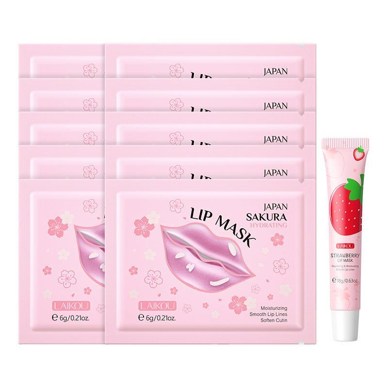 Sakura Lip Care Set, 11pcs set Moisturizing Lip Mask & Lip Balm, Hydrating Lip Care Product for Women & Men, Daily Skincare Product