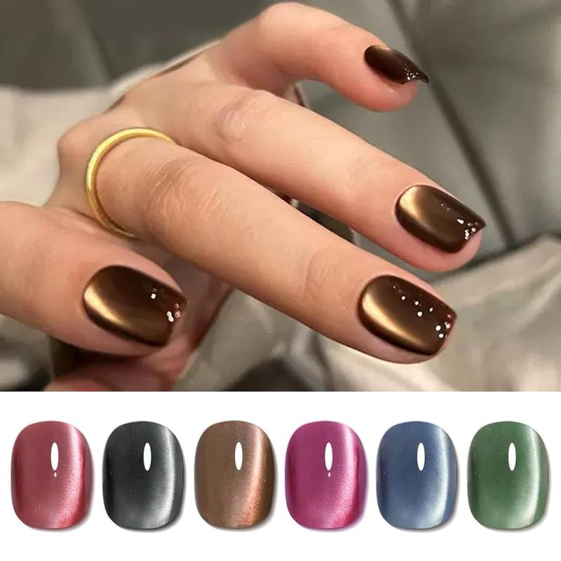 BORN PRETTY Cat Magnetic Eye Gel Nail Polish Fall Winter Retro Cat Magnetic Gel Pink Brown Blue Gray Green Magnetic Soak Off Nail Art Salon Manicure Home Christmas Gift 6PCS Nail Care