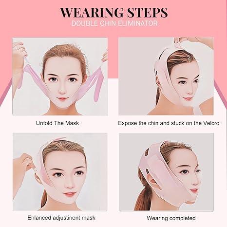 Soft Silicone Chin Strap for，V-Line Mask Chin Up Mask V Shaped Face Mask Chin strap for sleeping, Jaw Exerciser，chin wrap,Pink