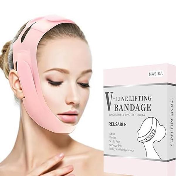 Soft Silicone Chin Strap for，V-Line Mask Chin Up Mask V Shaped Face Mask Chin strap for sleeping, Jaw Exerciser，chin wrap,Pink