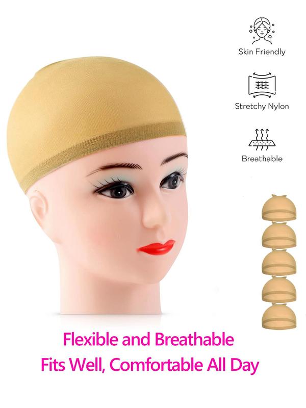 5pcs Skin Friendly Wig Cap, Elastic Breathable Invisible Wig Cap, Perfect For Professional Use