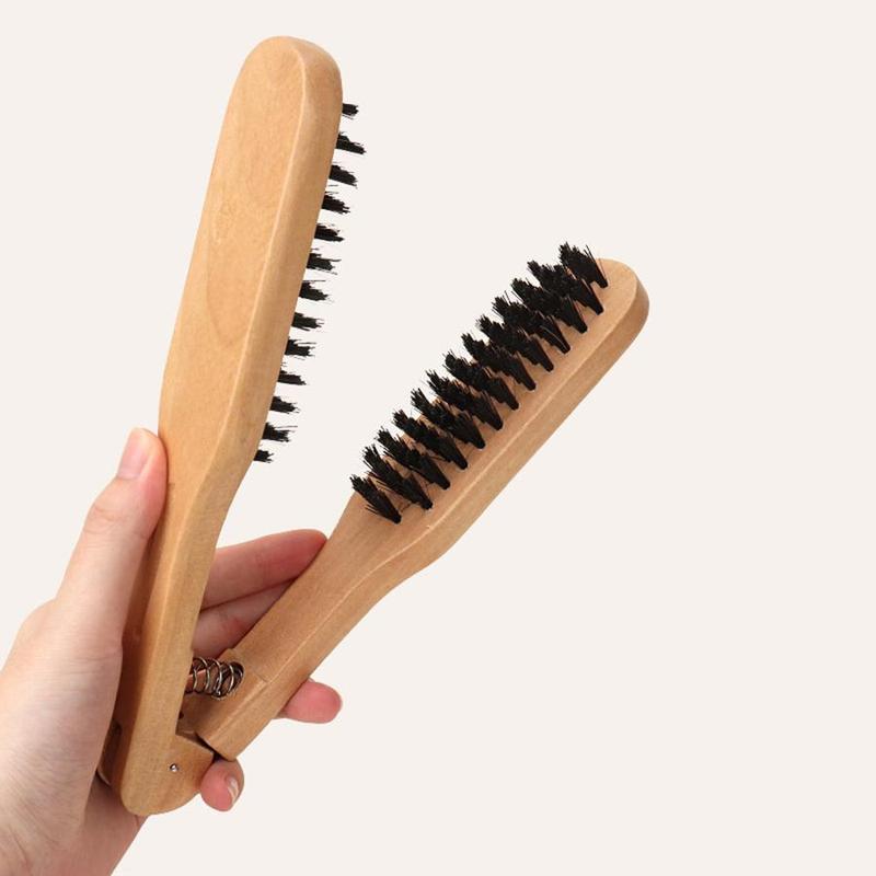 V-shaped Hair Straightening Comb, 1 Count Natural Straightening Hair Comb, Professional Haircare Styling Tool For Home & Salon Use, Christmas Gift