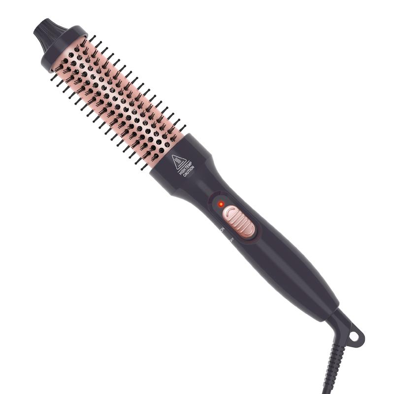 PHOEBE 1.25 Inch Ceramic Curling Iron Brush | Dual Voltage Tourmaline Ionic Hair Curler | Heated Comb for Long & Medium Hair – Perfect for Travel