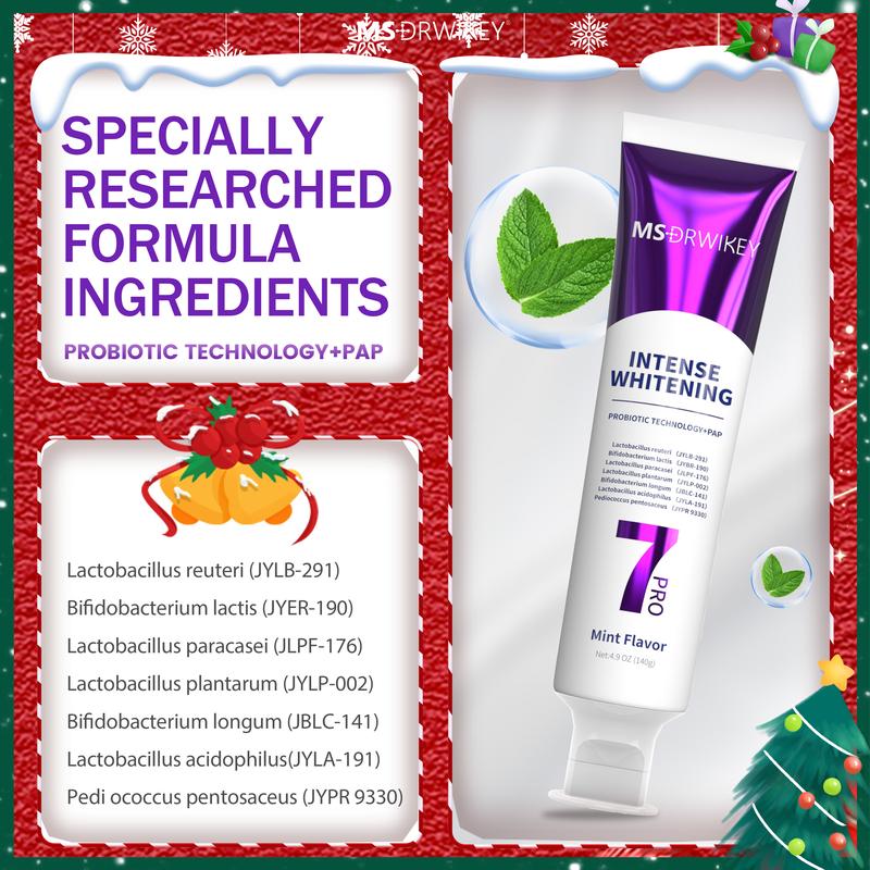 MSDRWIKEY 4-Piece Toothpaste Christmas Gift Box: 7Pro Sparkling Fresh, SP-6 Premium Whitening, Fresh Mint Toothpaste + Free Classic solid toothpaste