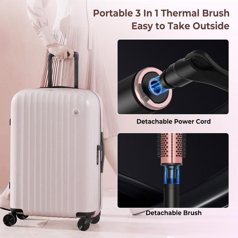 Portable 3 in 1 Thermal Brush, 1 Box LCD Display Curling Wand with 3 Aluminum Copper Combs, Hair Styling Tool for Home & Travel, Christmas Gift, Winter Gift, Curly Hair Brush, Christmas Essentials