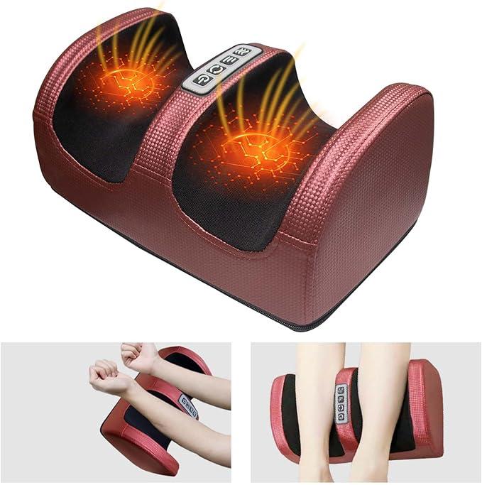 Foot Massager with Heat, Shiatsu Heated Electric Kneading Foot Massager Machine for Plantar Fasciitis, Built-in Infrared Heat Function and Power Cord