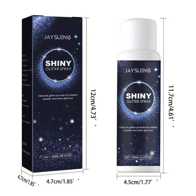 A bottle of shiny spray, silver glitter hairspray, silver holographic highlight powder spray, suitable for party performances to brighten makeup