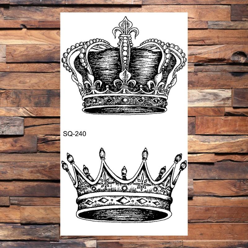 Black Crown Temporary Tattoos For Women Adults Realistic Bird Cross Sword Heart Fake Diamond Tattoo Sticker Body Hand Tatoos 3D Waterproof Temporary Tattoo Stickers