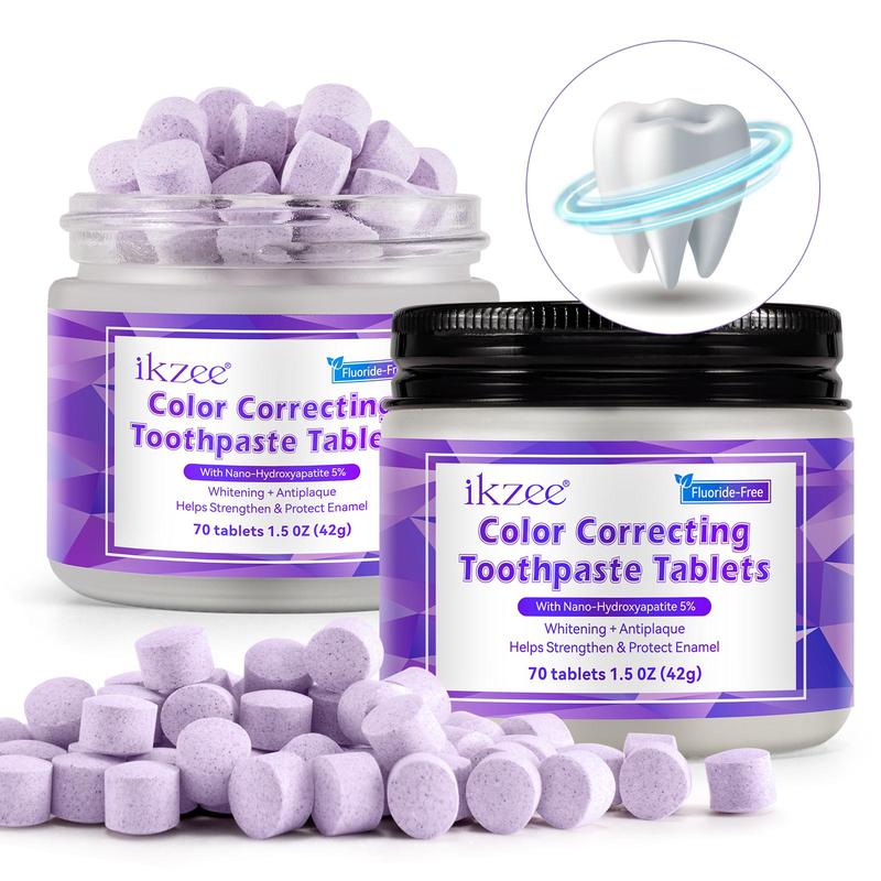 Color Correcting Toothpaste Tablets, 2 Counts set Grape Flavor Toothpaste Chewable Tablets, Easy To Carry and Use, Toothpaste for Adults